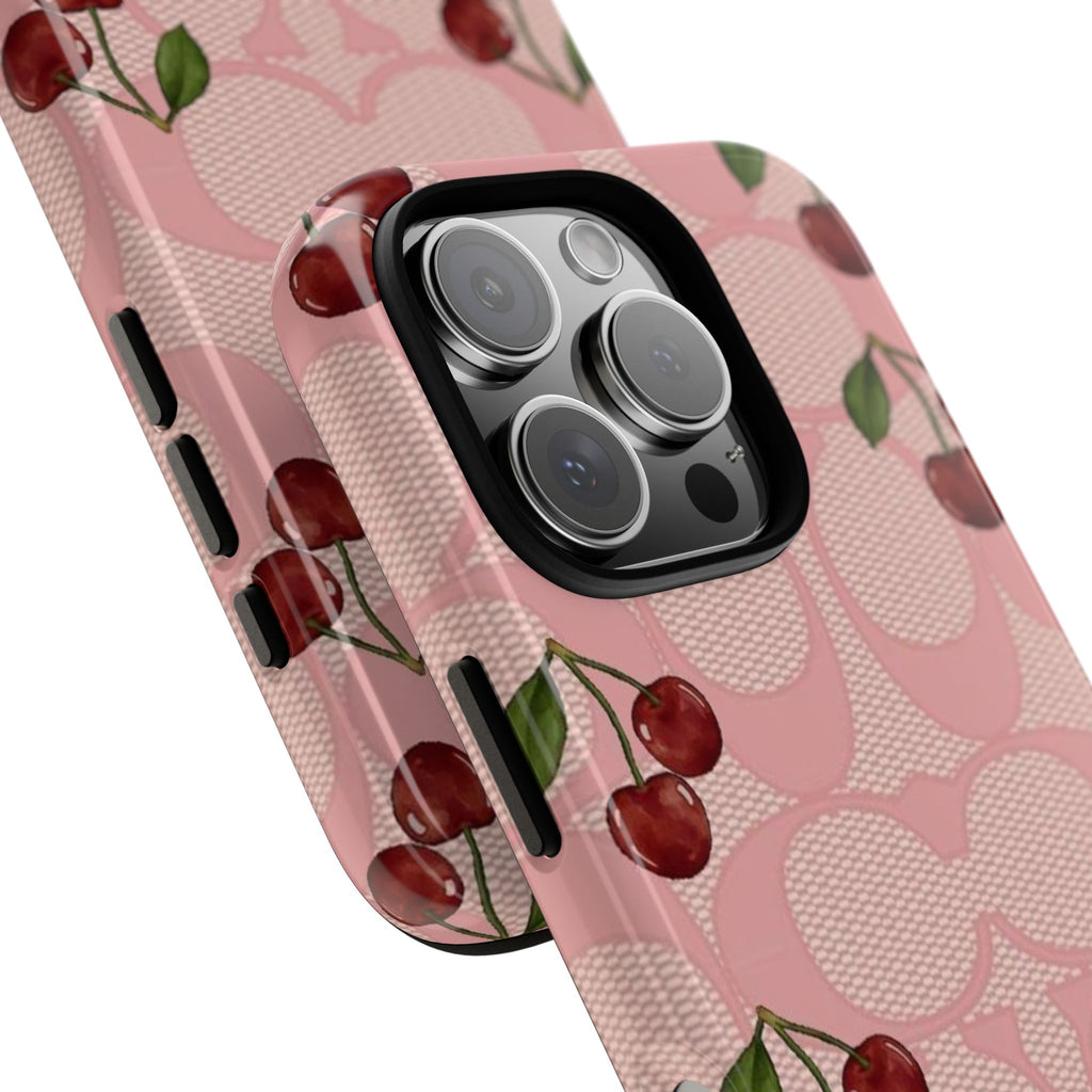 Cherry Pattern Magnetic Clear Impact Case | Phone Cover, Eco-friendly, Gift for Teens, Stylish Protection, Cherry Lovers