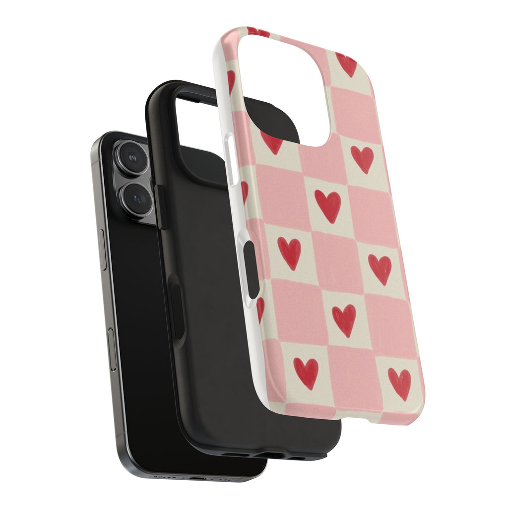 Love-Patterned Tough Phone Case, Heart Design for Essential Protection, Cute Gift for Her, Valentine's Day, Birthday, Everyday Use