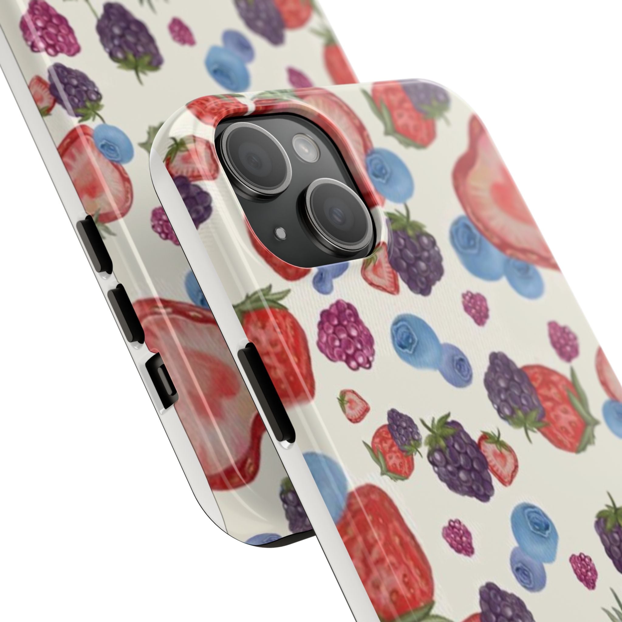 Vibrant Berry Pattern Phone Case | Tough Phone Cases, Floral Phone Cover, Berry Design, Gifts for Her, Summer Accessory