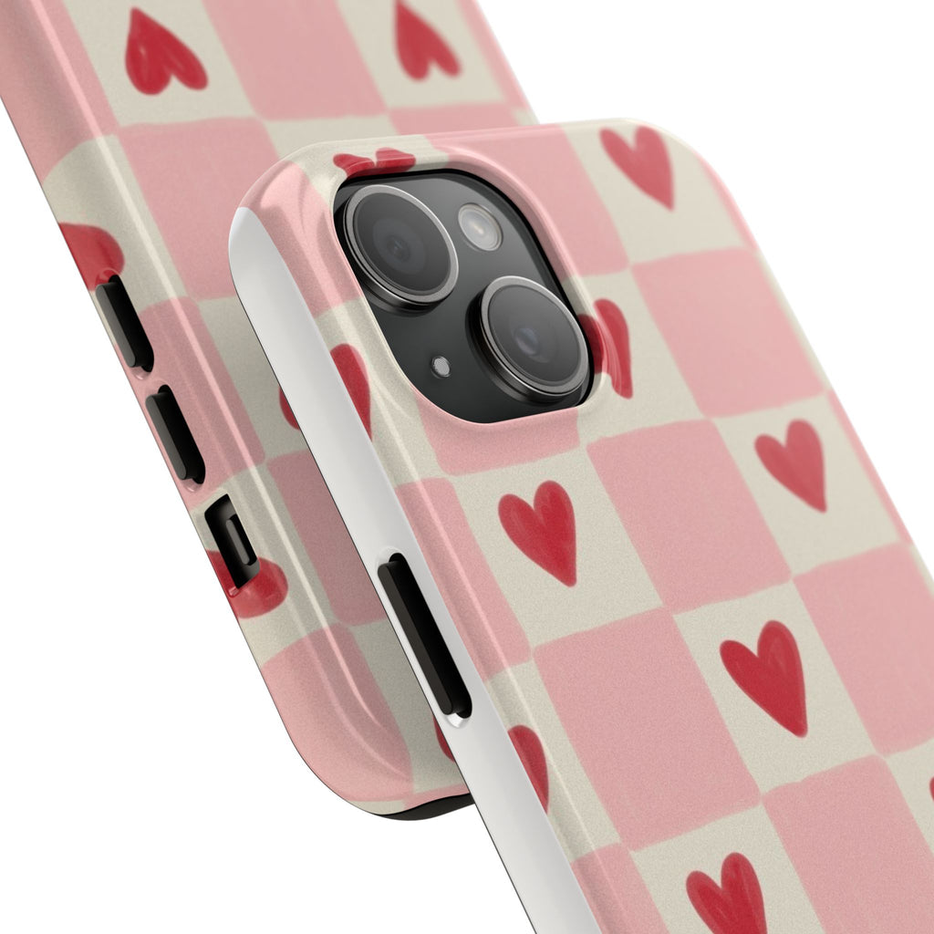 Love-Patterned Tough Phone Case, Heart Design for Essential Protection, Cute Gift for Her, Valentine's Day, Birthday, Everyday Use