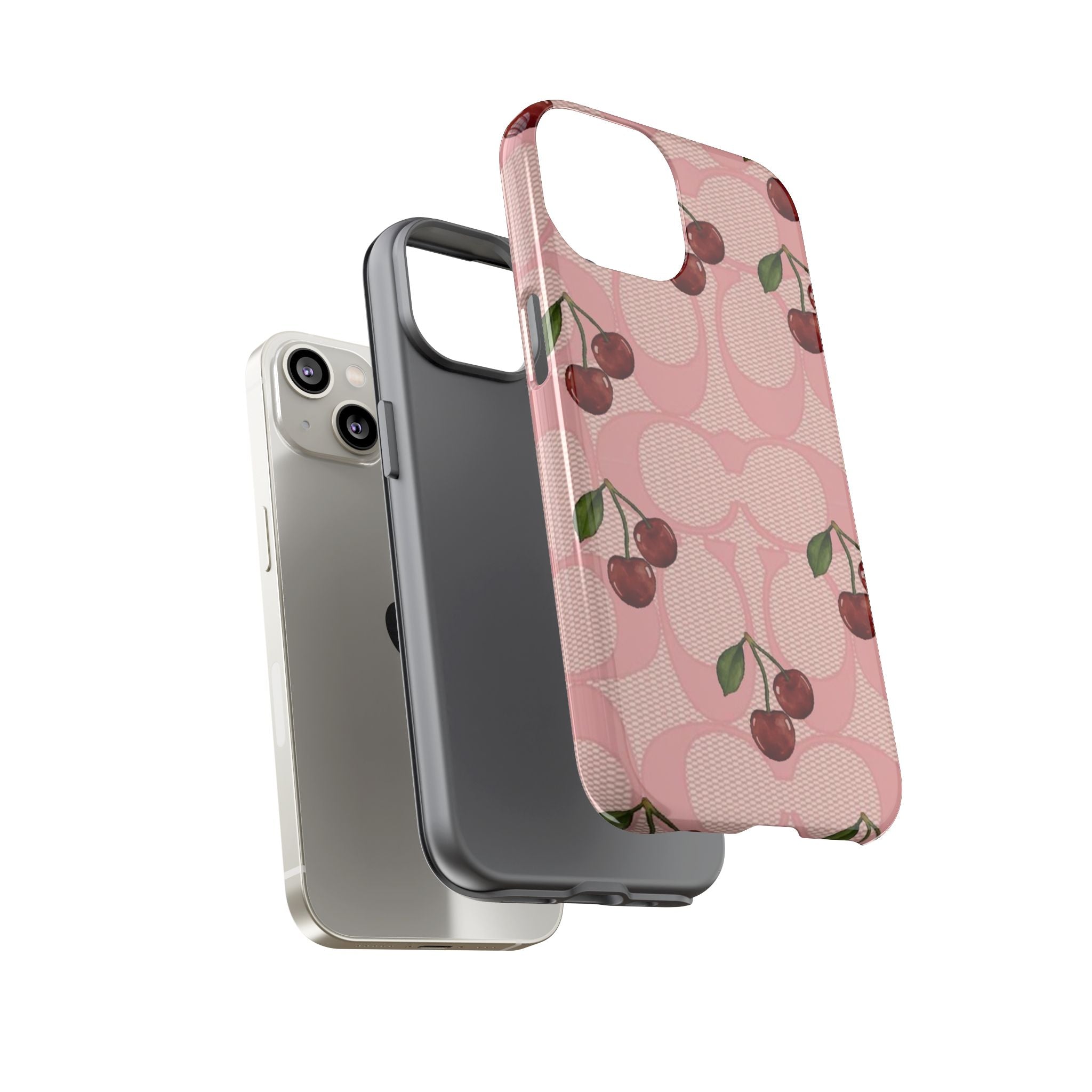 Cherry Pattern Magnetic Clear Impact Case | Phone Cover, Eco-friendly, Gift for Teens, Stylish Protection, Cherry Lovers