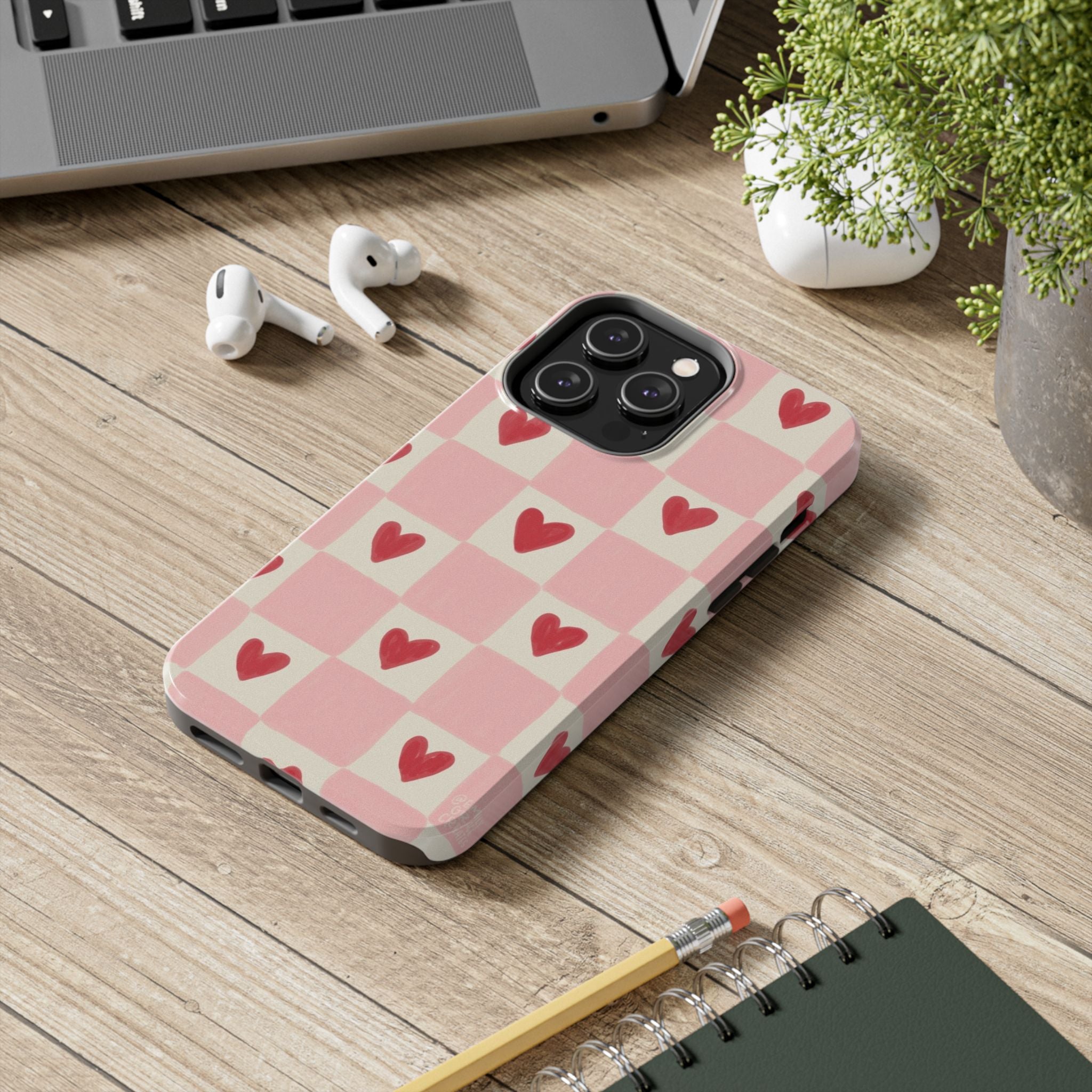 Love-Patterned Tough Phone Case, Heart Design for Essential Protection, Cute Gift for Her, Valentine's Day, Birthday, Everyday Use