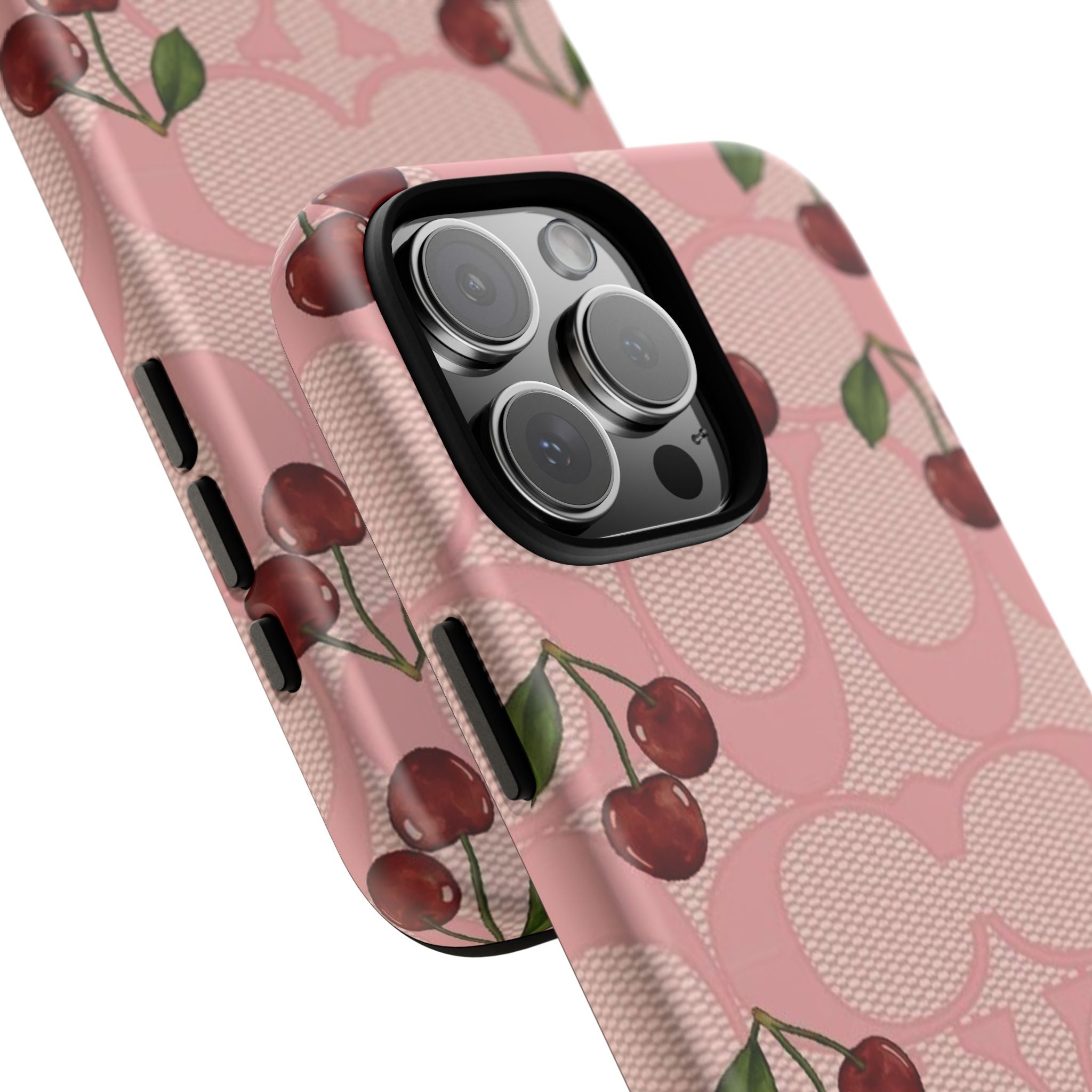 Cherry Pattern Magnetic Clear Impact Case | Phone Cover, Eco-friendly, Gift for Teens, Stylish Protection, Cherry Lovers