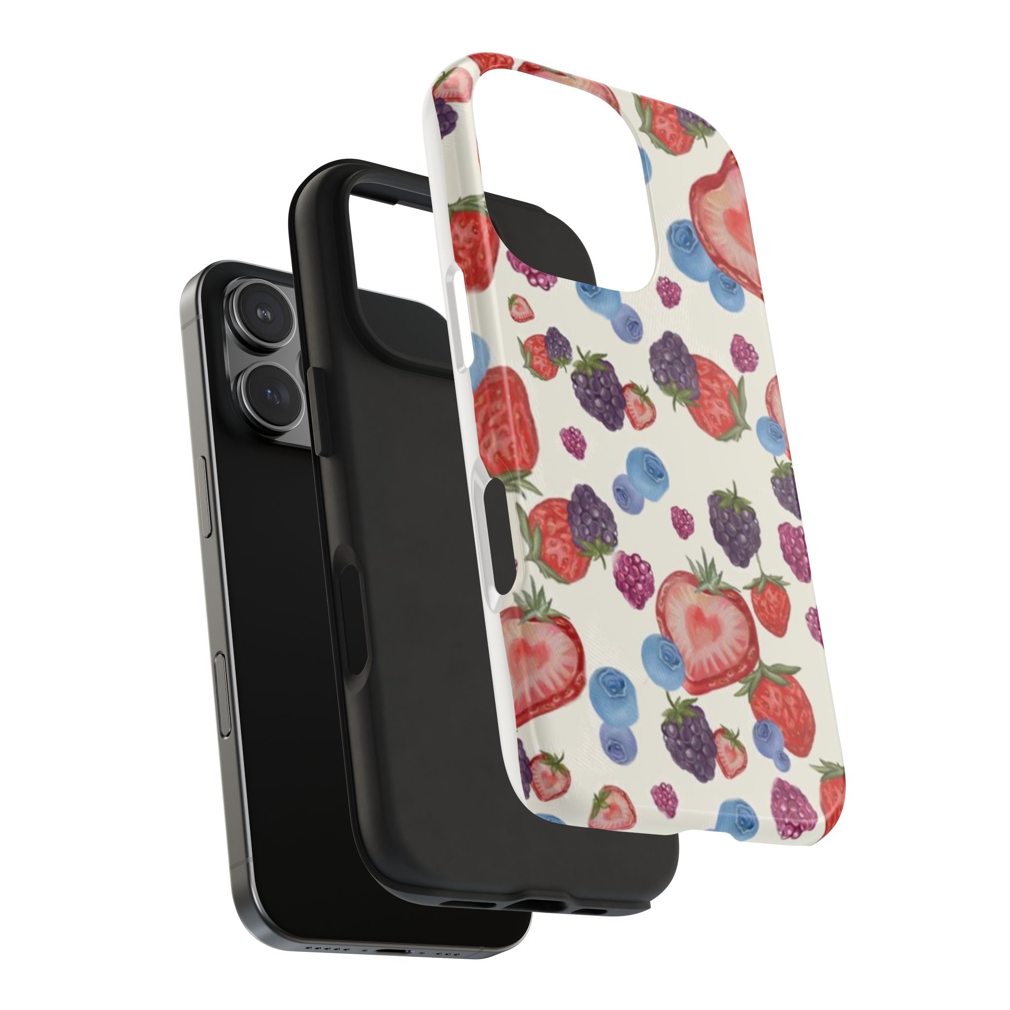 Vibrant Berry Pattern Phone Case | Tough Phone Cases, Floral Phone Cover, Berry Design, Gifts for Her, Summer Accessory