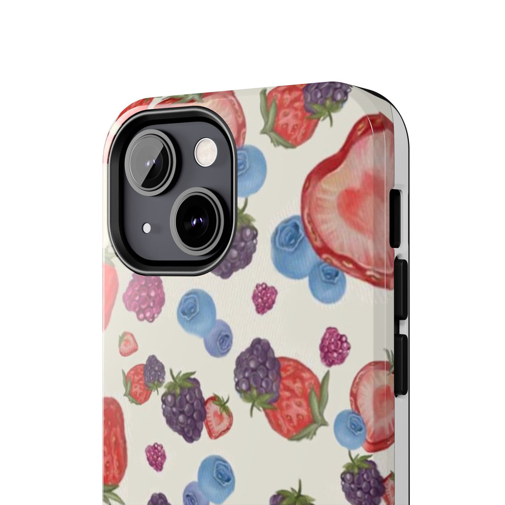 Vibrant Berry Pattern Phone Case | Tough Phone Cases, Floral Phone Cover, Berry Design, Gifts for Her, Summer Accessory