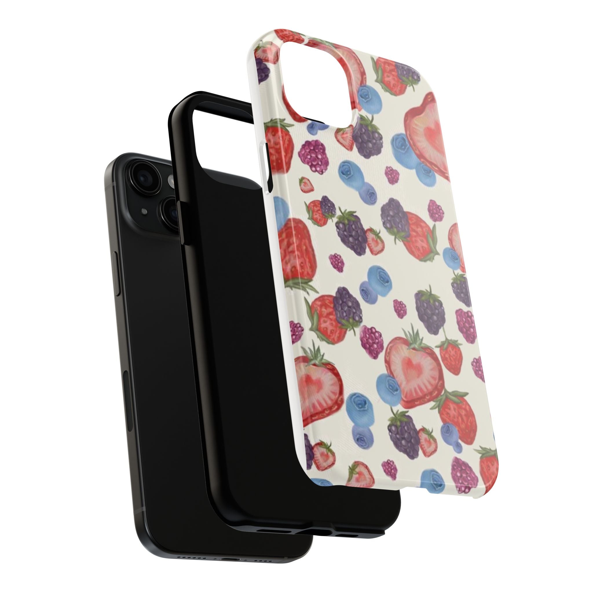 Vibrant Berry Pattern Phone Case | Tough Phone Cases, Floral Phone Cover, Berry Design, Gifts for Her, Summer Accessory