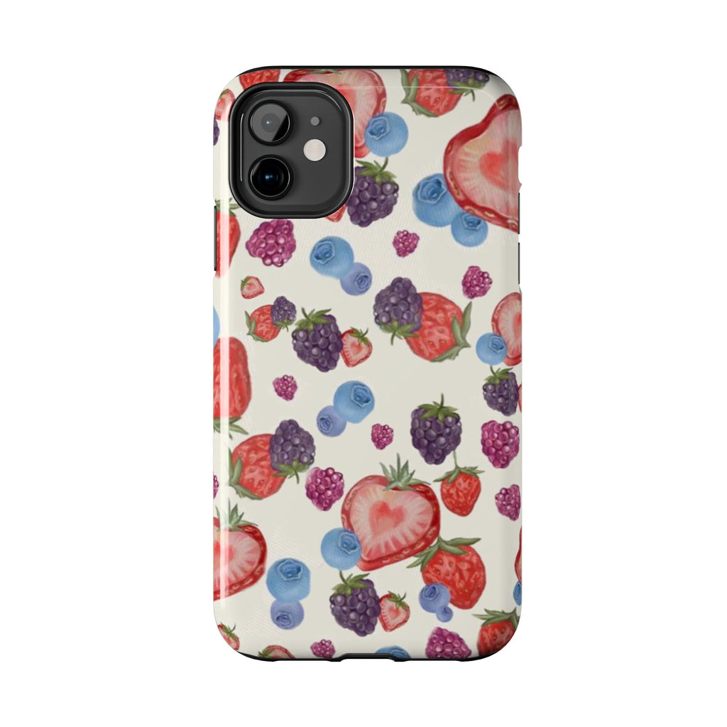 Vibrant Berry Pattern Phone Case | Tough Phone Cases, Floral Phone Cover, Berry Design, Gifts for Her, Summer Accessory