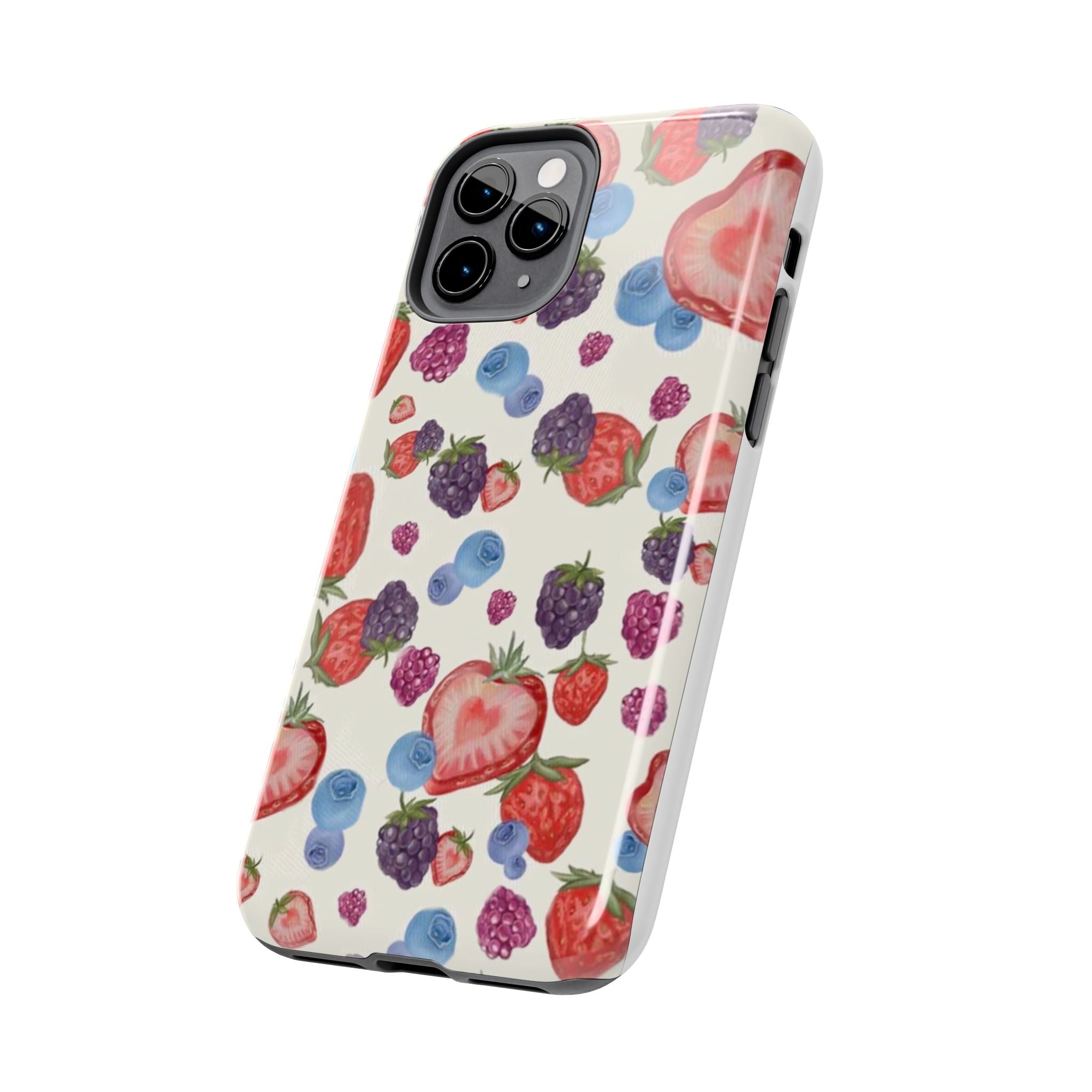 Vibrant Berry Pattern Phone Case | Tough Phone Cases, Floral Phone Cover, Berry Design, Gifts for Her, Summer Accessory