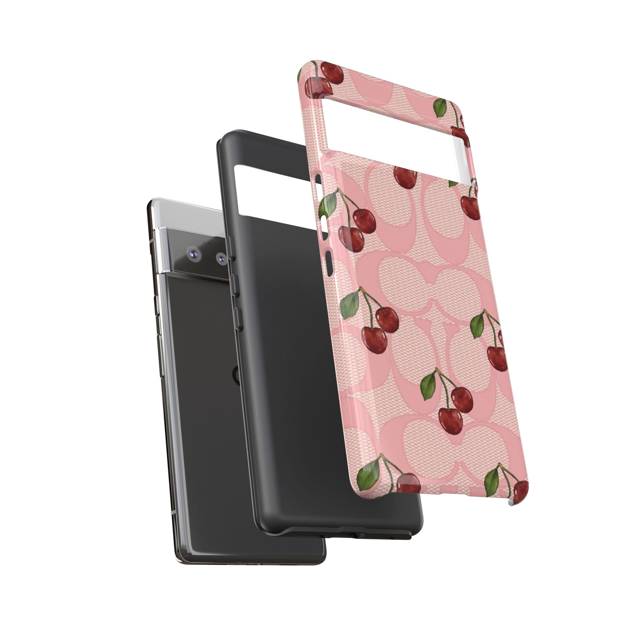 Cherry Pattern Magnetic Clear Impact Case | Phone Cover, Eco-friendly, Gift for Teens, Stylish Protection, Cherry Lovers