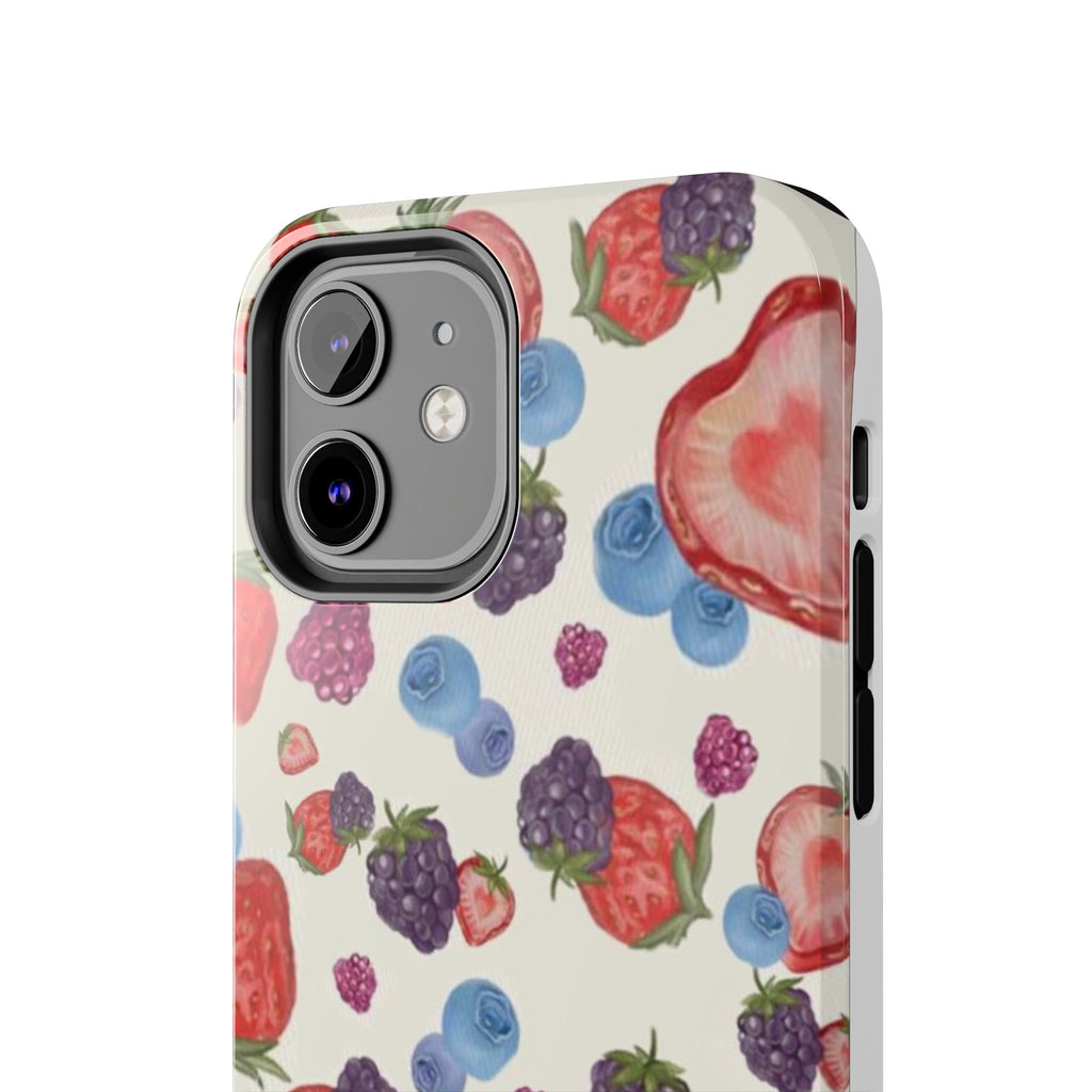 Vibrant Berry Pattern Phone Case | Tough Phone Cases, Floral Phone Cover, Berry Design, Gifts for Her, Summer Accessory