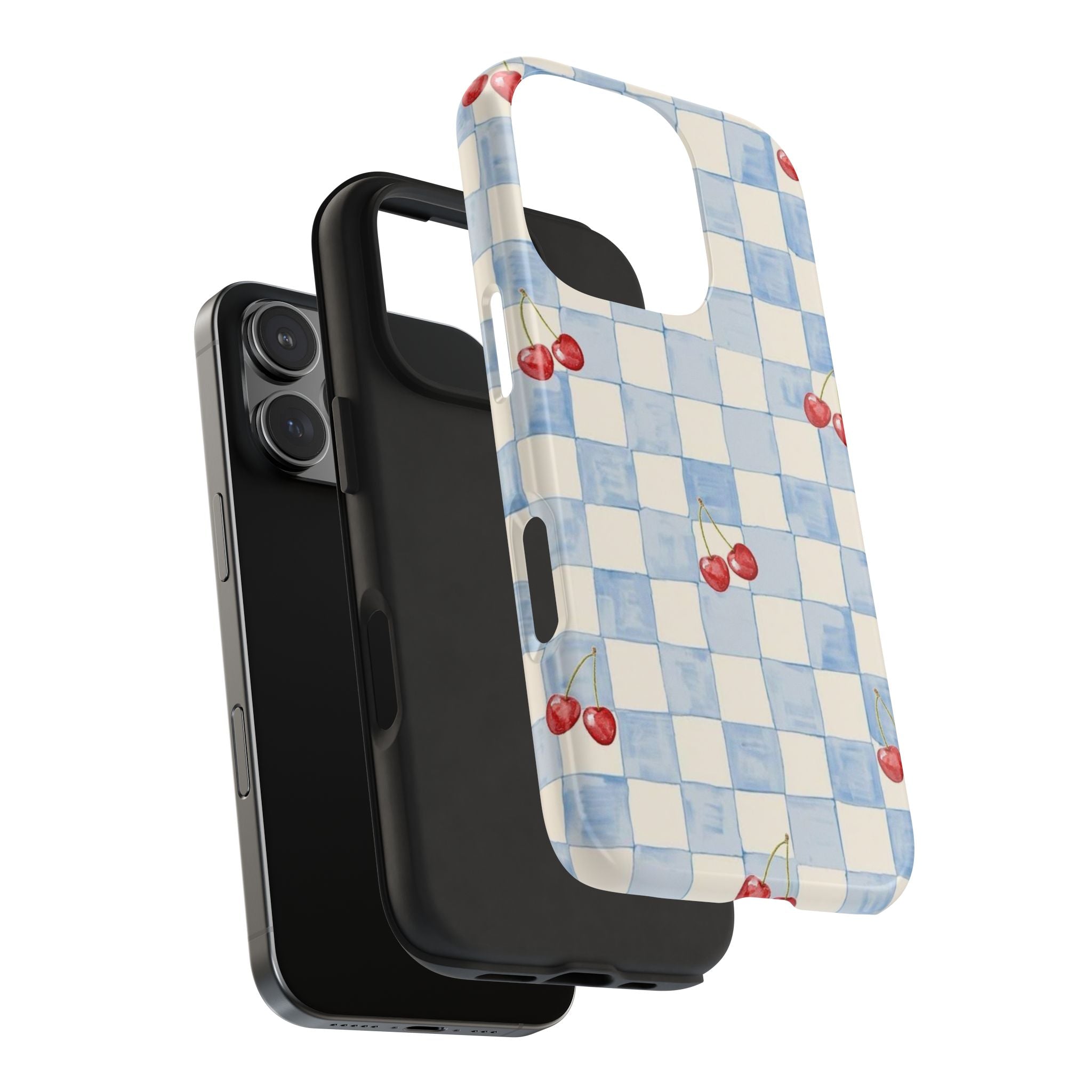 Cherry Pattern Tough Phone Case, Cute Phone Cover, Cherry Phone Case, Checkered Phone Cases, Gift for Her