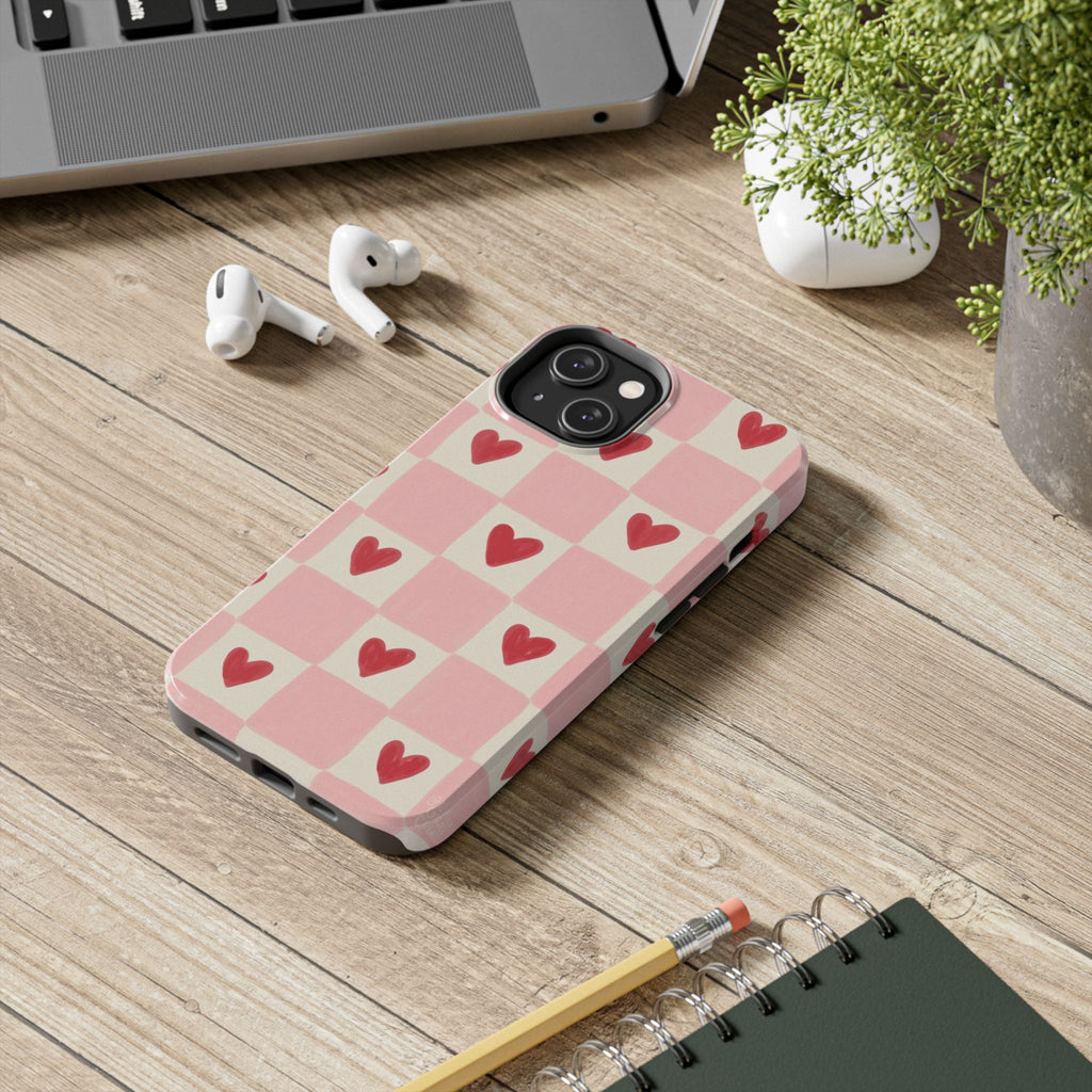 Love-Patterned Tough Phone Case, Heart Design for Essential Protection, Cute Gift for Her, Valentine's Day, Birthday, Everyday Use