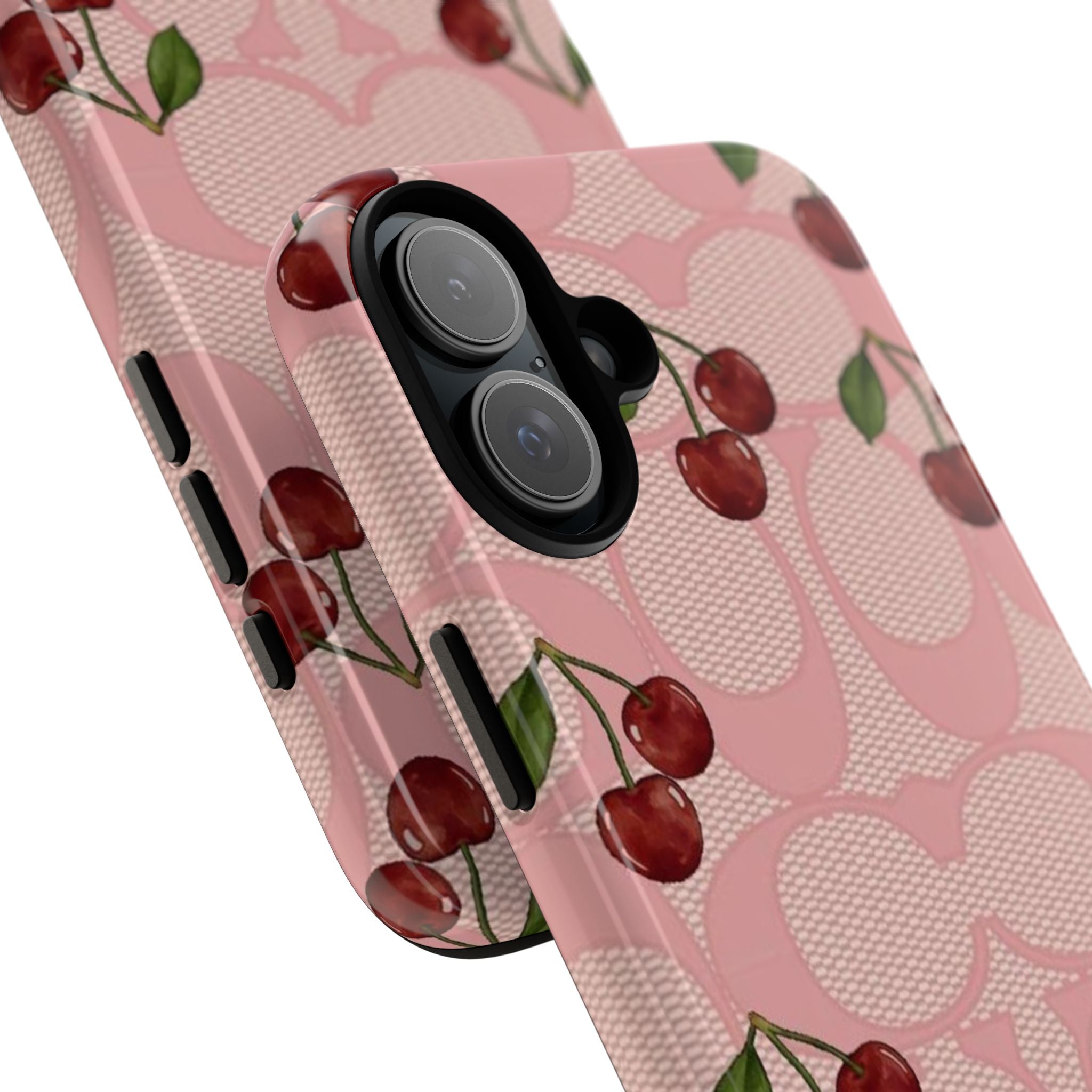 Cherry Pattern Magnetic Clear Impact Case | Phone Cover, Eco-friendly, Gift for Teens, Stylish Protection, Cherry Lovers