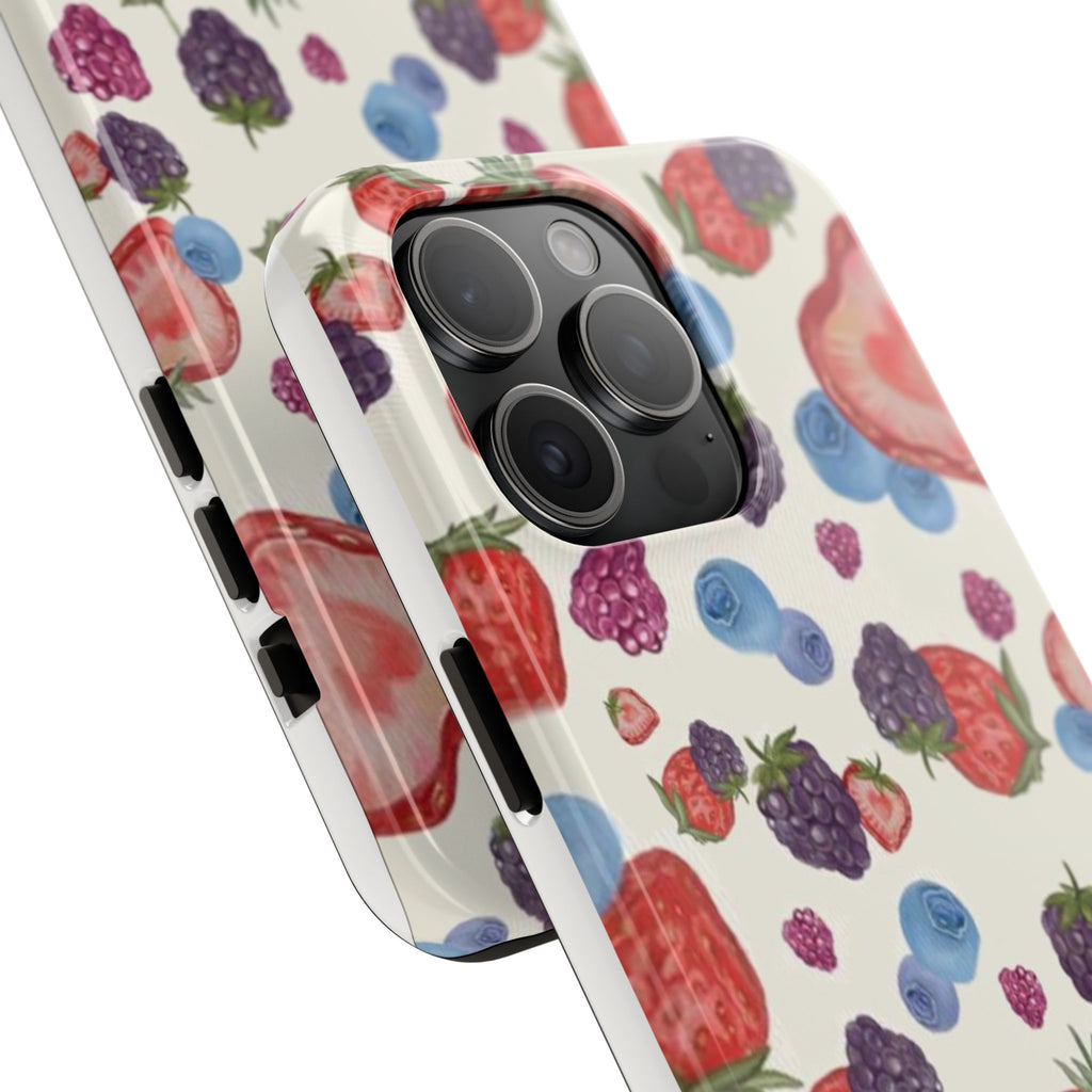 Vibrant Berry Pattern Phone Case | Tough Phone Cases, Floral Phone Cover, Berry Design, Gifts for Her, Summer Accessory