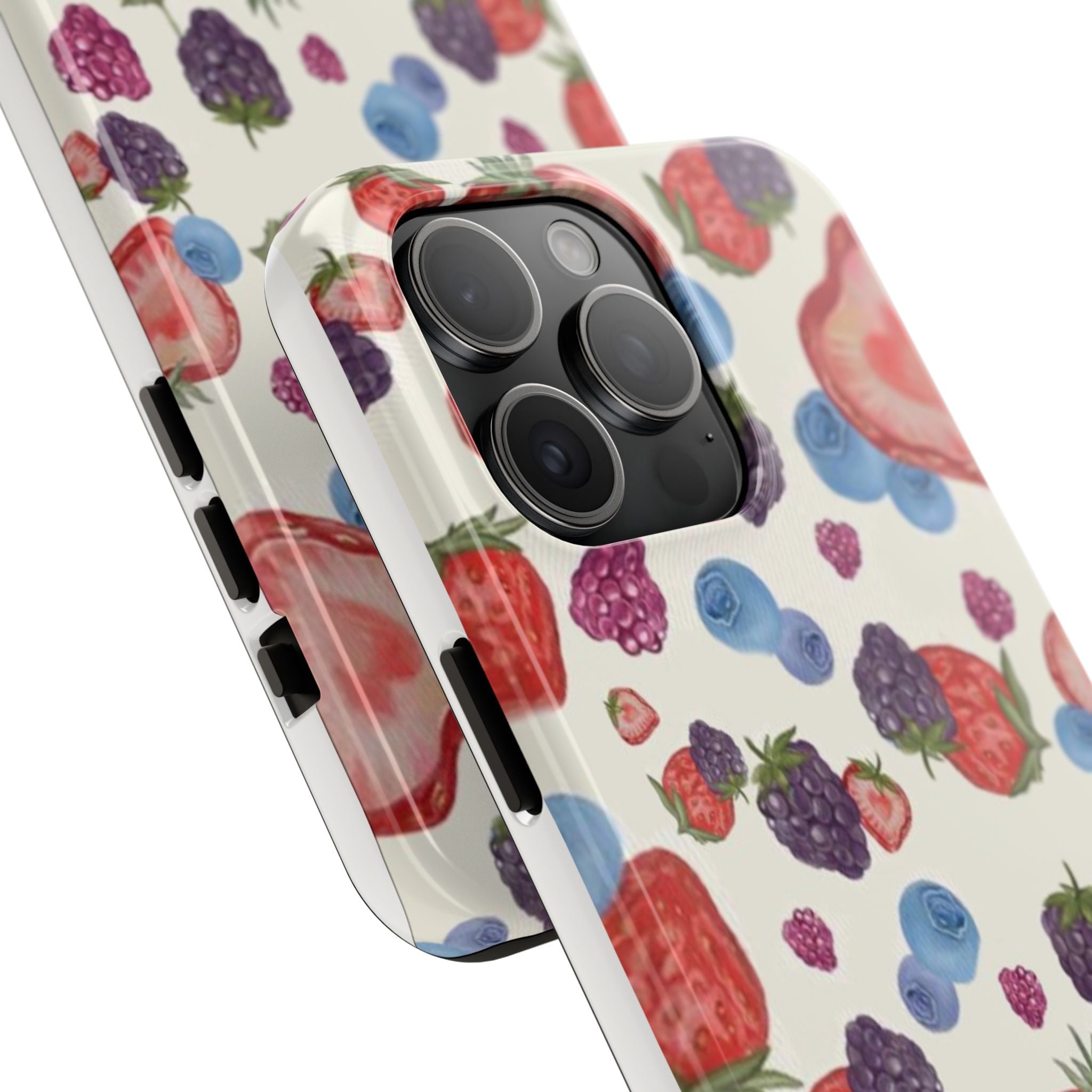 Vibrant Berry Pattern Phone Case | Tough Phone Cases, Floral Phone Cover, Berry Design, Gifts for Her, Summer Accessory