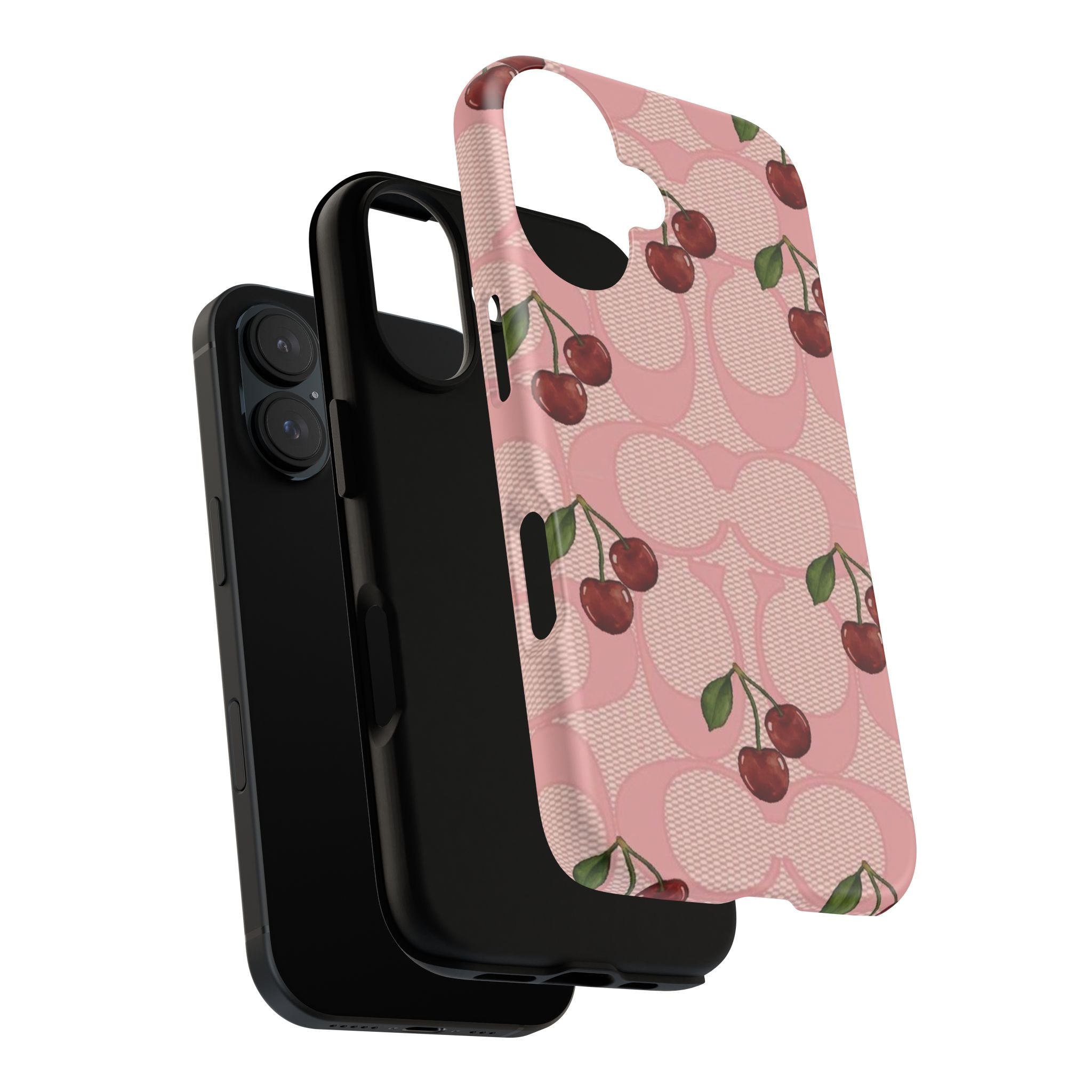 Cherry Pattern Magnetic Clear Impact Case | Phone Cover, Eco-friendly, Gift for Teens, Stylish Protection, Cherry Lovers