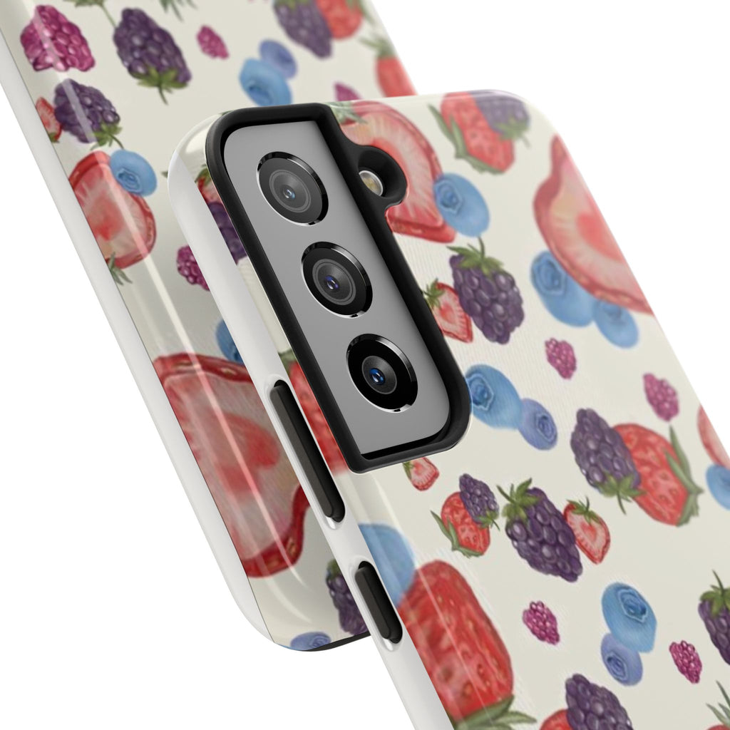 Vibrant Berry Pattern Phone Case | Tough Phone Cases, Floral Phone Cover, Berry Design, Gifts for Her, Summer Accessory