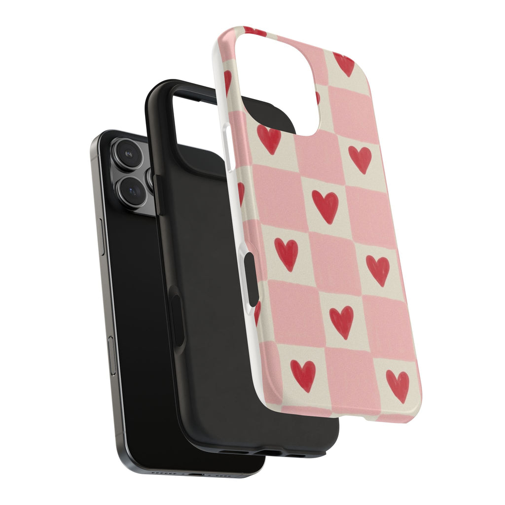 Love-Patterned Tough Phone Case, Heart Design for Essential Protection, Cute Gift for Her, Valentine's Day, Birthday, Everyday Use