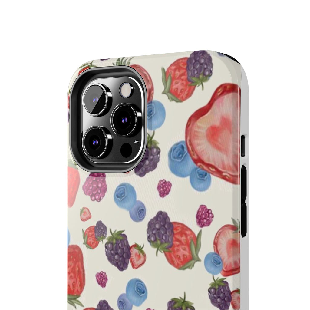 Vibrant Berry Pattern Phone Case | Tough Phone Cases, Floral Phone Cover, Berry Design, Gifts for Her, Summer Accessory