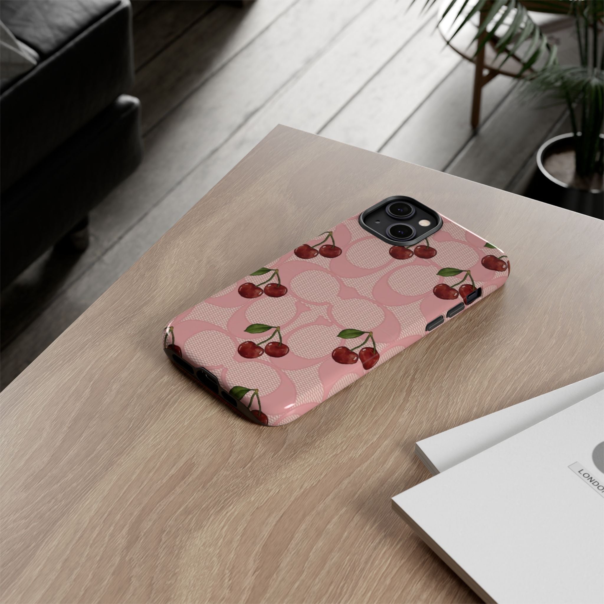 Cherry Pattern Magnetic Clear Impact Case | Phone Cover, Eco-friendly, Gift for Teens, Stylish Protection, Cherry Lovers