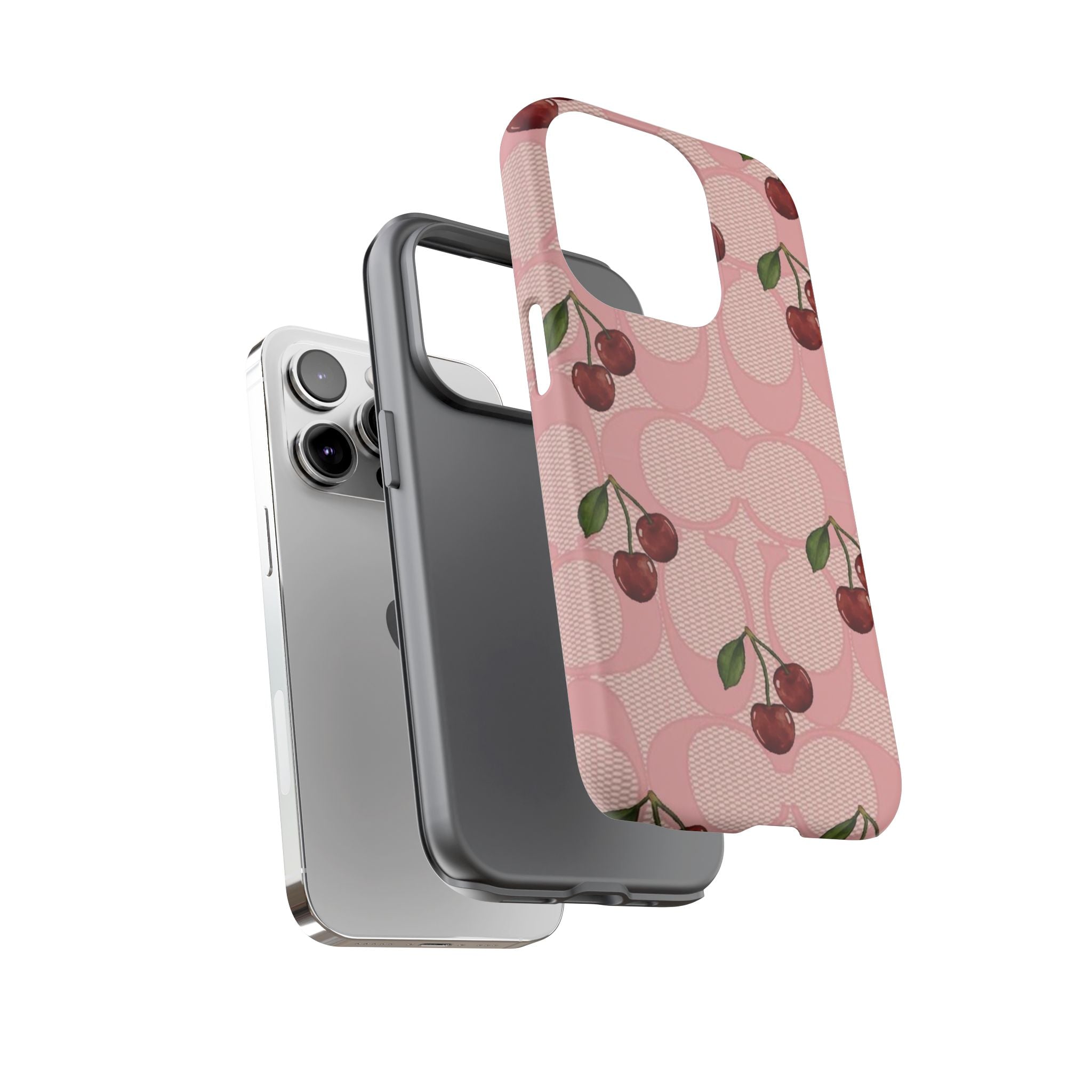 Cherry Pattern Magnetic Clear Impact Case | Phone Cover, Eco-friendly, Gift for Teens, Stylish Protection, Cherry Lovers