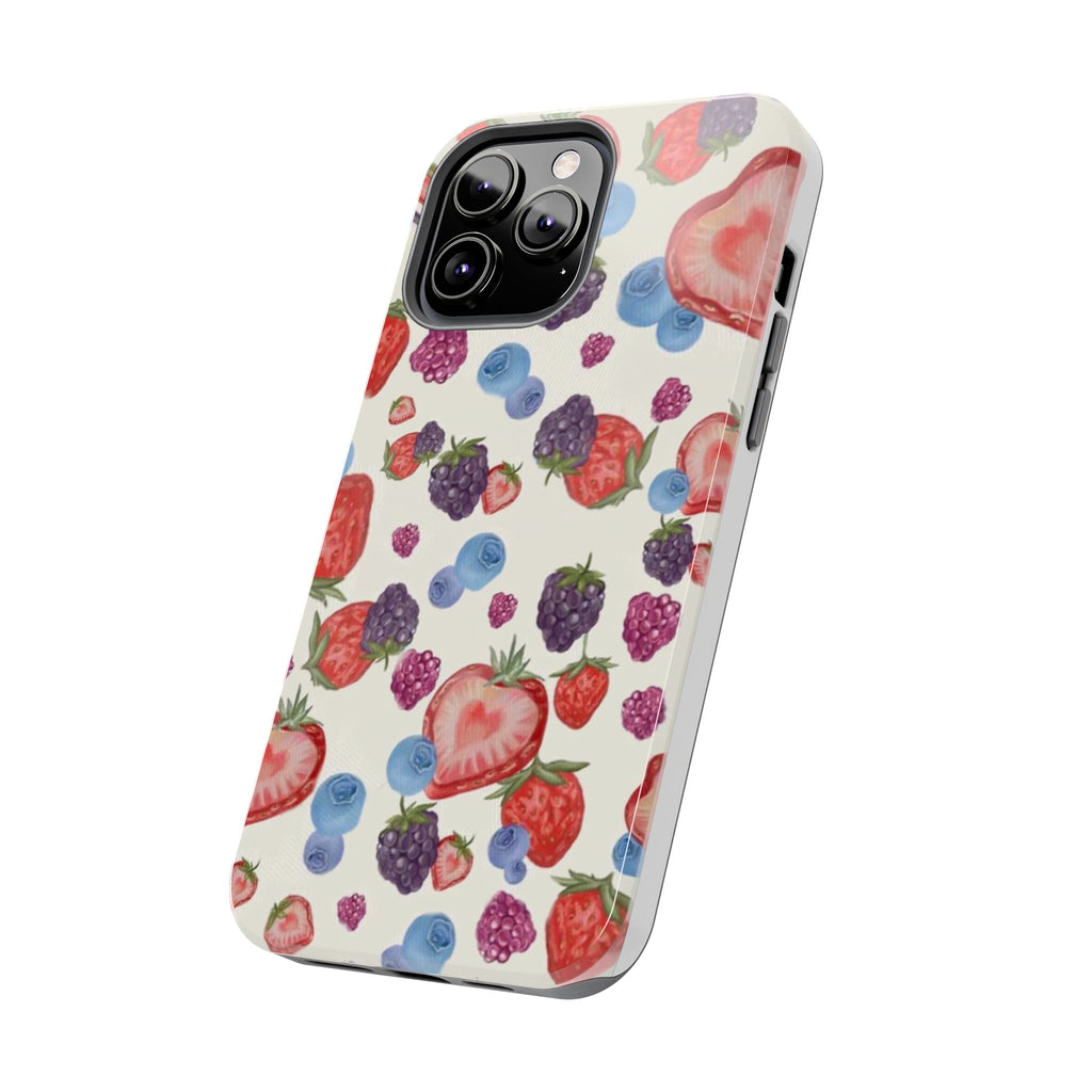Vibrant Berry Pattern Phone Case | Tough Phone Cases, Floral Phone Cover, Berry Design, Gifts for Her, Summer Accessory