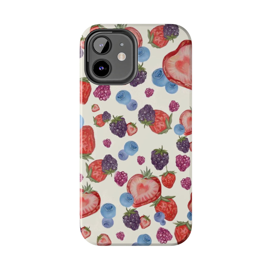 Vibrant Berry Pattern Phone Case | Tough Phone Cases, Floral Phone Cover, Berry Design, Gifts for Her, Summer Accessory