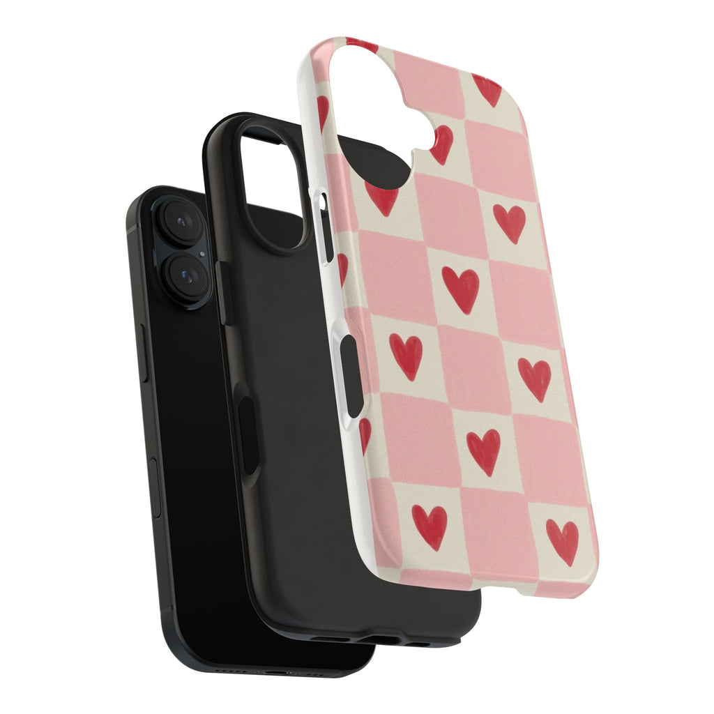 Love-Patterned Tough Phone Case, Heart Design for Essential Protection, Cute Gift for Her, Valentine's Day, Birthday, Everyday Use