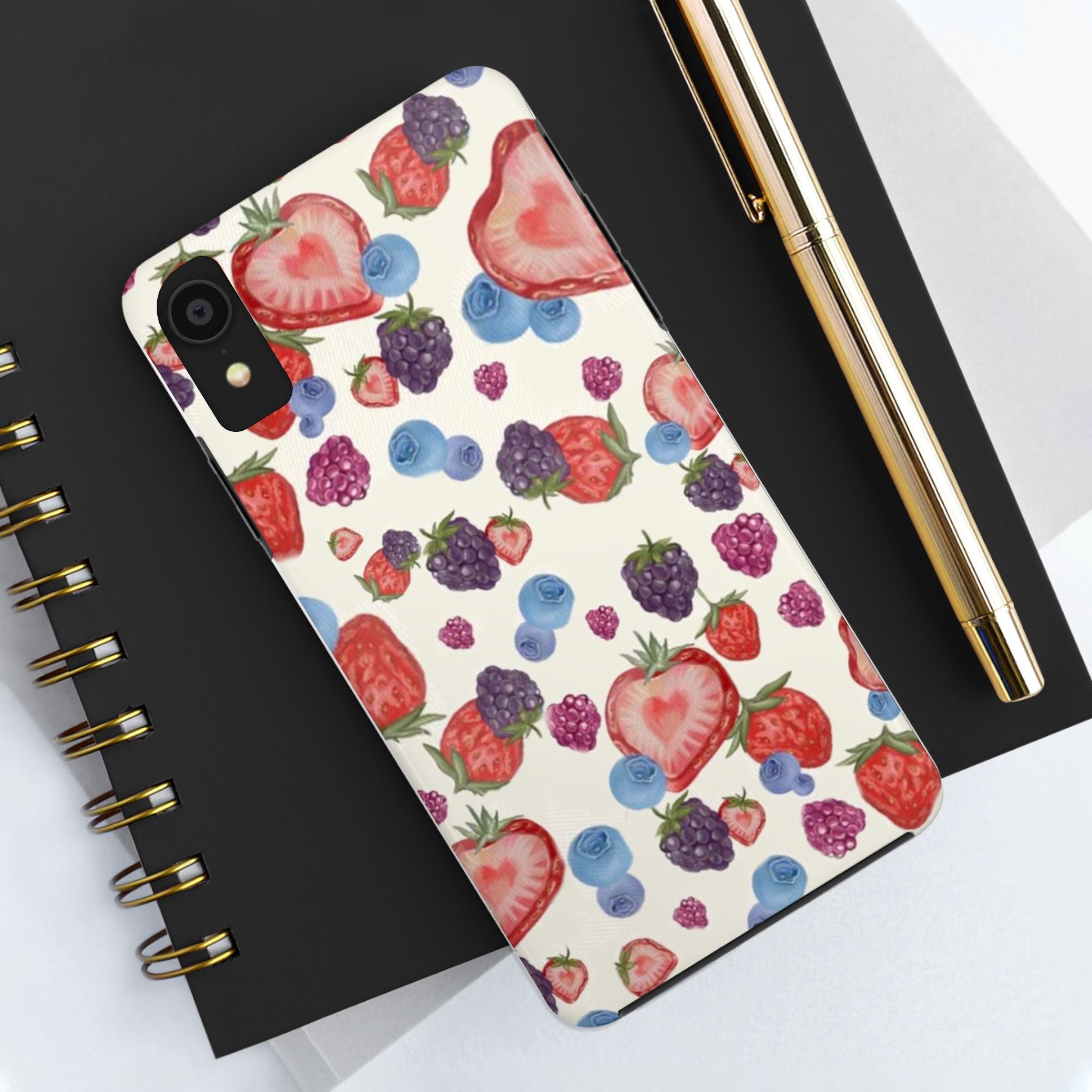 Vibrant Berry Pattern Phone Case | Tough Phone Cases, Floral Phone Cover, Berry Design, Gifts for Her, Summer Accessory