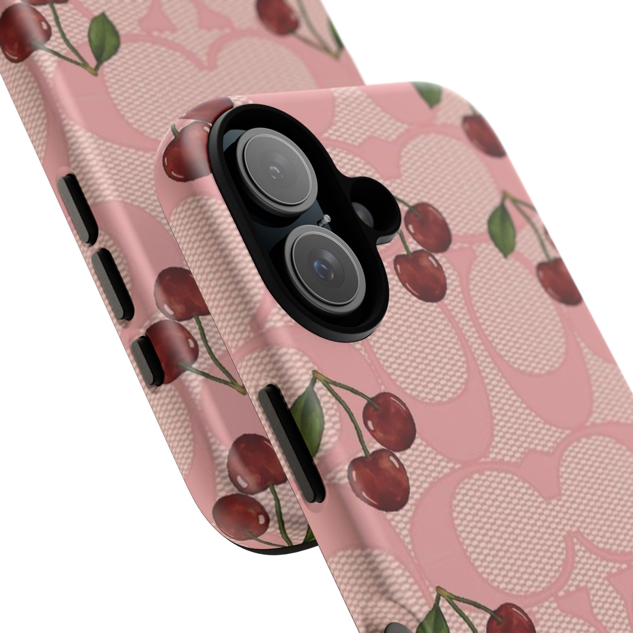 Cherry Pattern Magnetic Clear Impact Case | Phone Cover, Eco-friendly, Gift for Teens, Stylish Protection, Cherry Lovers